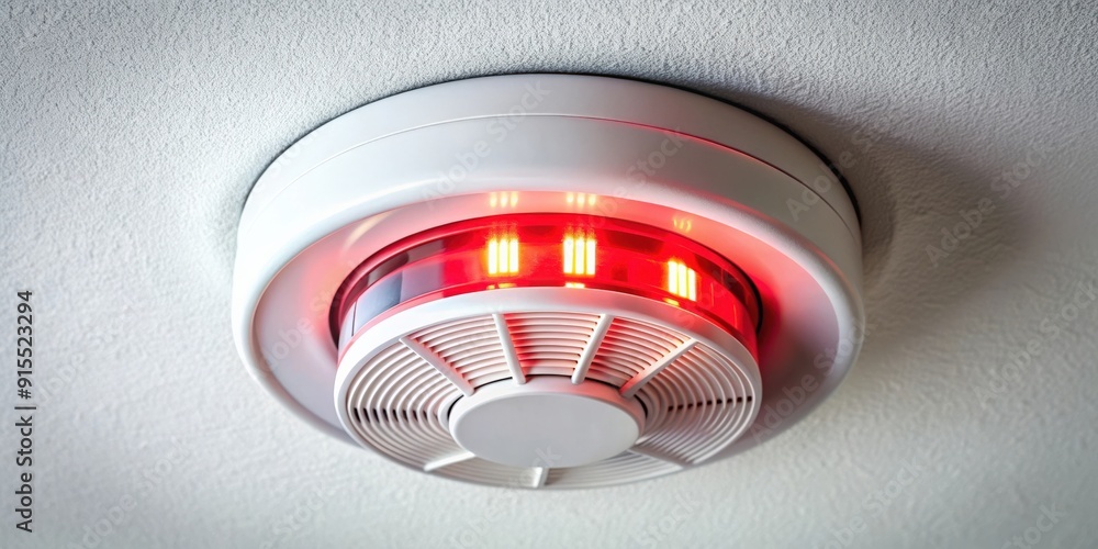 Fire alarm detector with flashing strobe light, emergency, safety ...