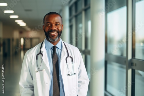 Smiling portrait of a middle aged male doctor in hospital