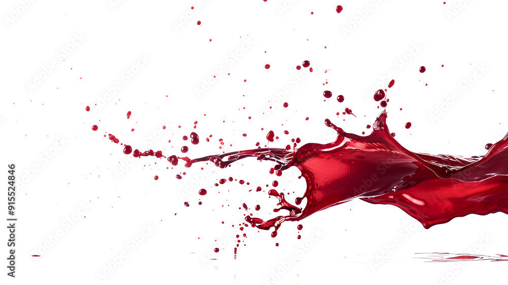 floating spill of red liquid isolated on white background floating spill of red liquid isolated on white background