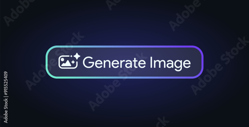 Generate AI image. Picture artificial intelligence logo. Machine learning generator. Generate image pushbutton prompt. Magic stars sign. LLM chat brain assistant. Vector illustration.