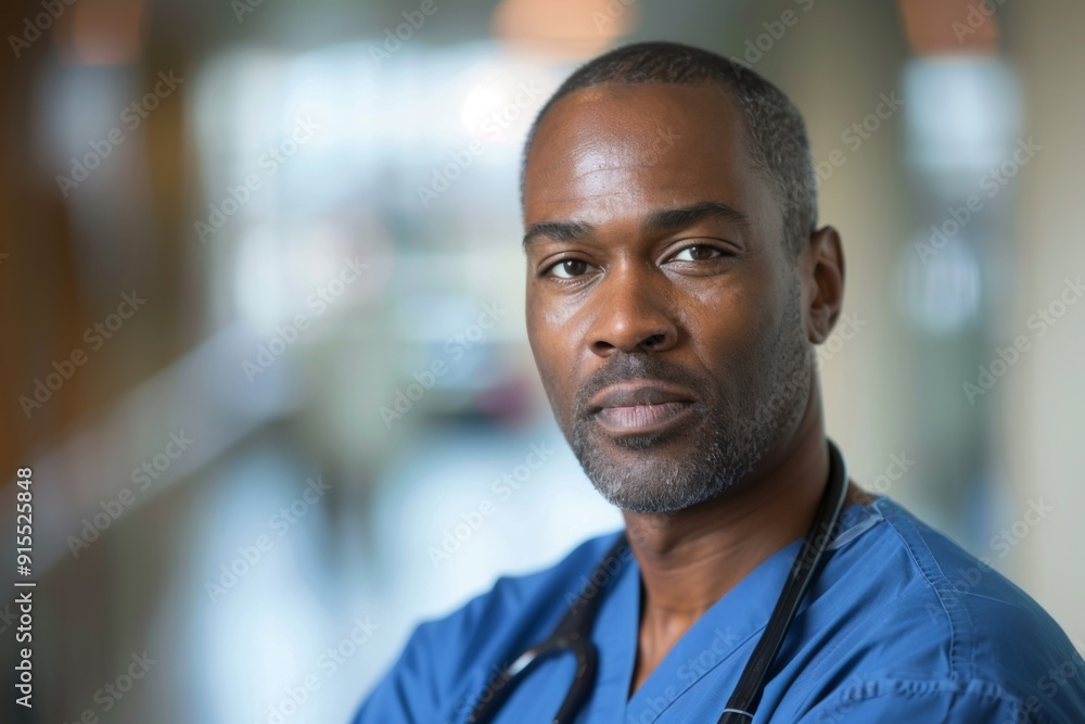 Obraz premium Portrait of a middle aged male registered nurse