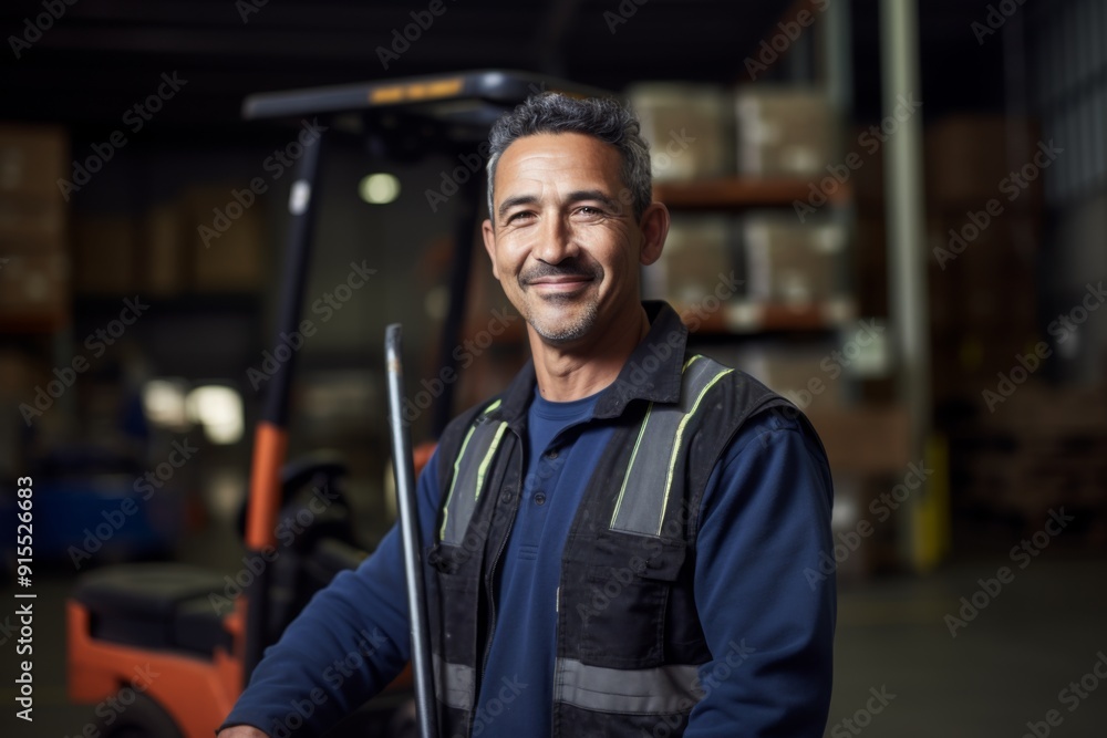 Portrait of a middle aged male warehouse worker Portrait of a middle aged male warehouse worker