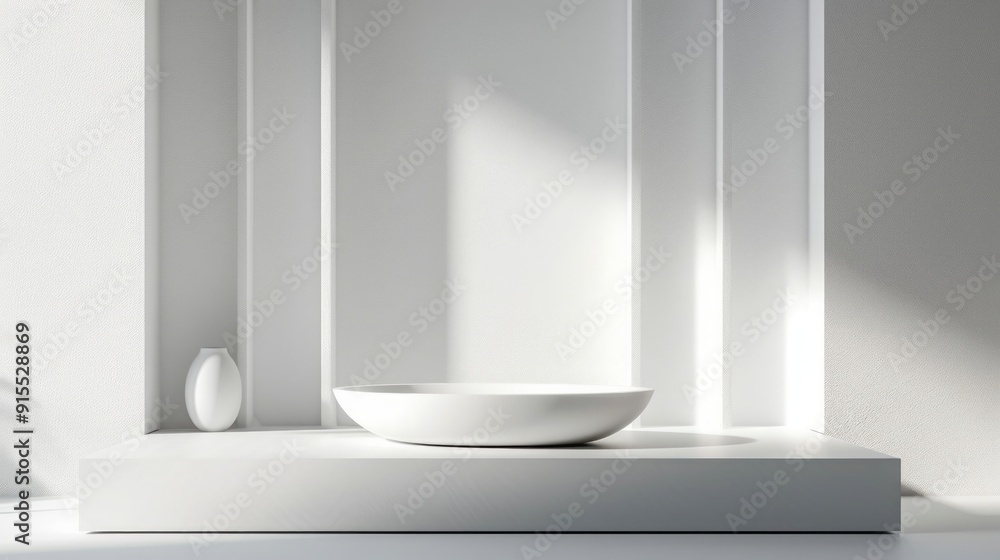 Minimalist White Interior Design with Geometric Shapes Minimalist White Interior Design with Geometric Shapes