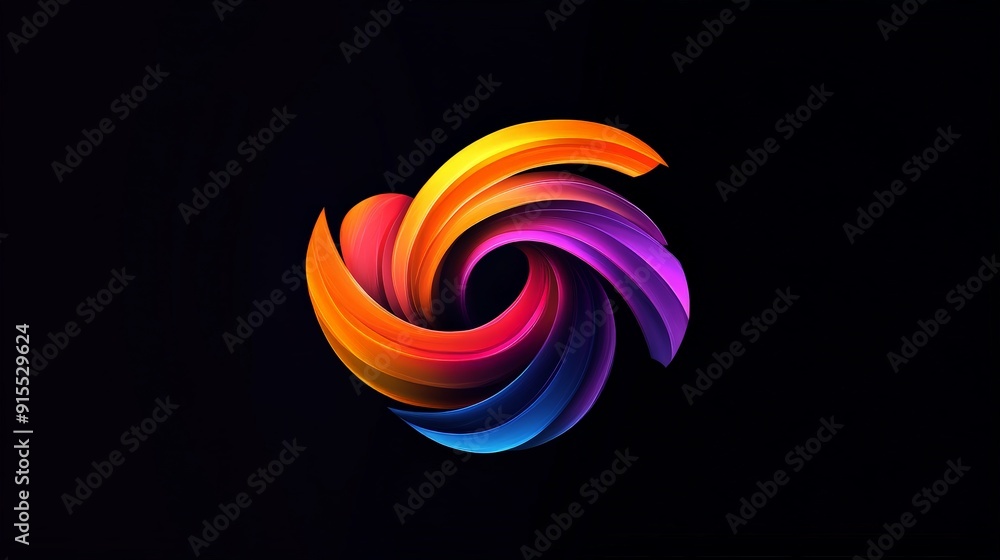Develop a captivating logo that evolves in color on a black background. Develop a captivating logo that evolves in color on a black background.