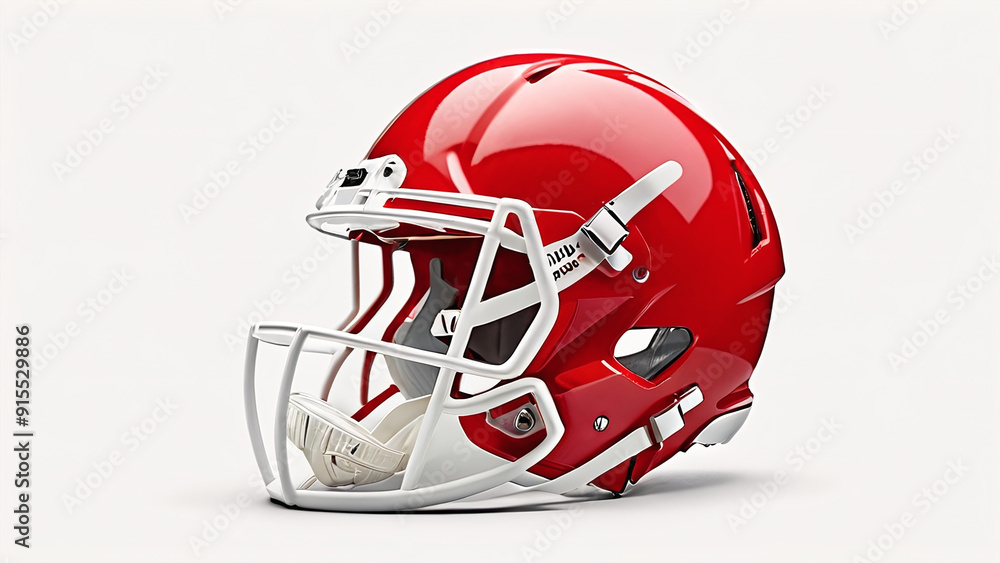 Fototapeta premium red football helmet isolated on white background