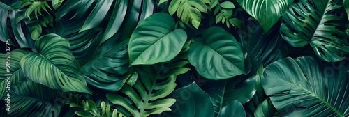 Wallpaper Mural Green tropical tree leaves and fern fronds in a lush garden setting Torontodigital.ca