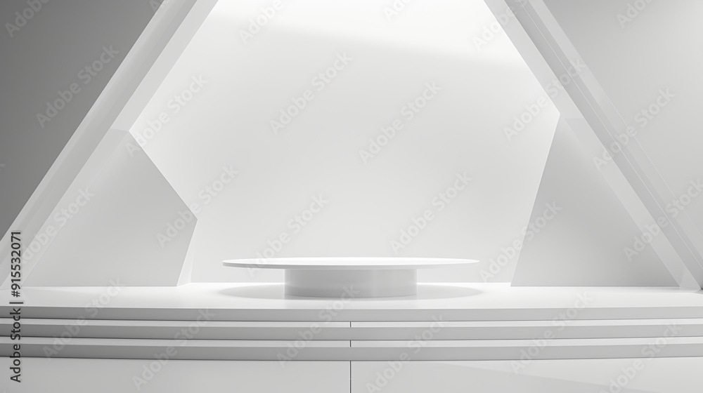 Obraz premium Minimalist White Platform for Product Display