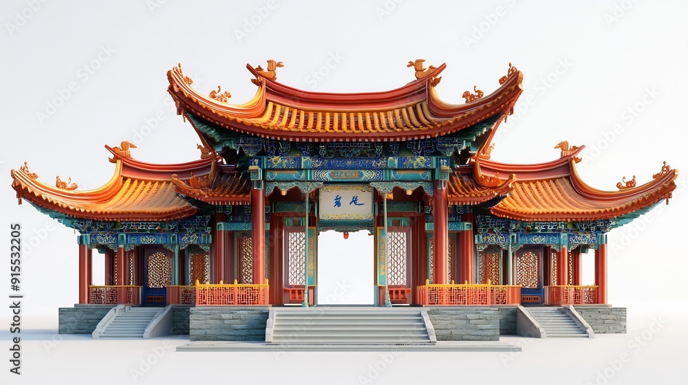 Traditional Chinese Pagoda with Elaborate Architecture Traditional Chinese Pagoda with Elaborate Architecture