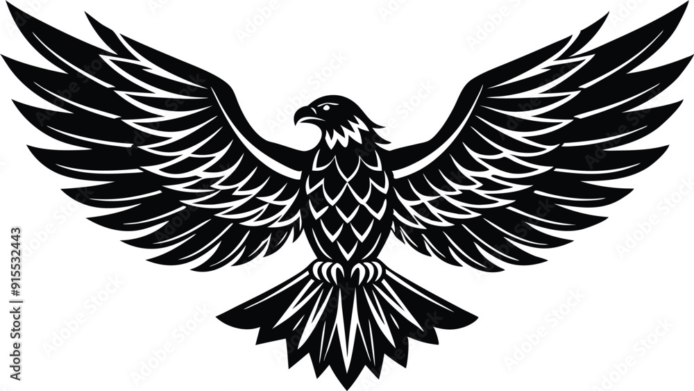 Fototapeta premium eagle silhouette and tattoo design