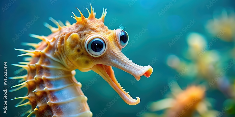 Shocked seahorse with wide eyes and open mouth, seahorse, ocean, marine life, underwater, surprise, astonishment Shocked seahorse with wide eyes and open mouth, seahorse, ocean, marine life, underwater, surprise, astonishment