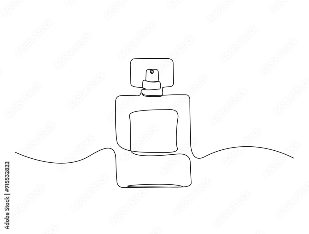 Obraz premium Continuous one line drawing of perfume bottle. Trendy perfume bottle single line vector illustration.
