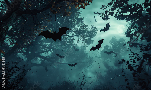 silhouet of flying bats