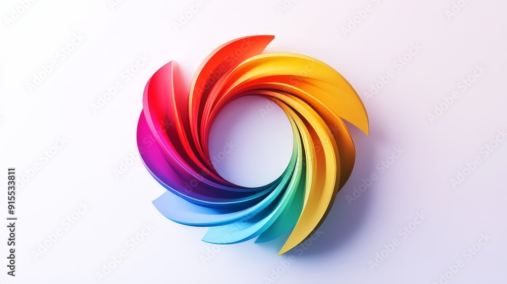 Obraz premium Develop a unique logo with seamless color shifts on a clean white canvas, showcasing modern design and fluid motion