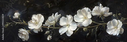 white flowers on black