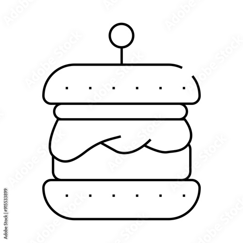 hamburger with vegan cutlet line icon vector. hamburger with vegan cutlet sign. isolated contour symbol black illustration