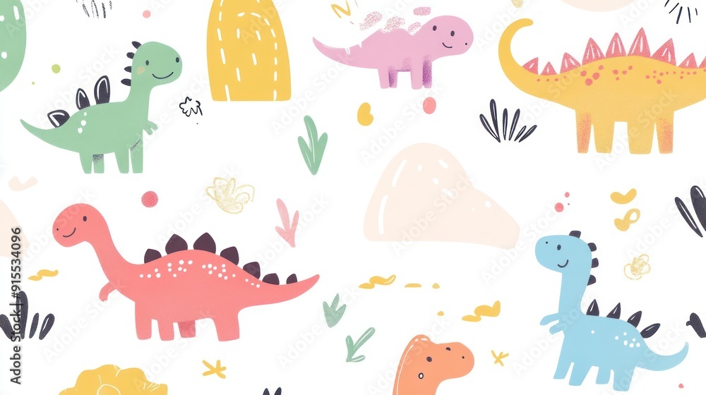 Cute dinosaur design pattern in colorful scheme simple lines art style for cute kids theme minimalist abstract design Cute dinosaur design pattern in colorful scheme simple lines art style for cute kids theme minimalist abstract design