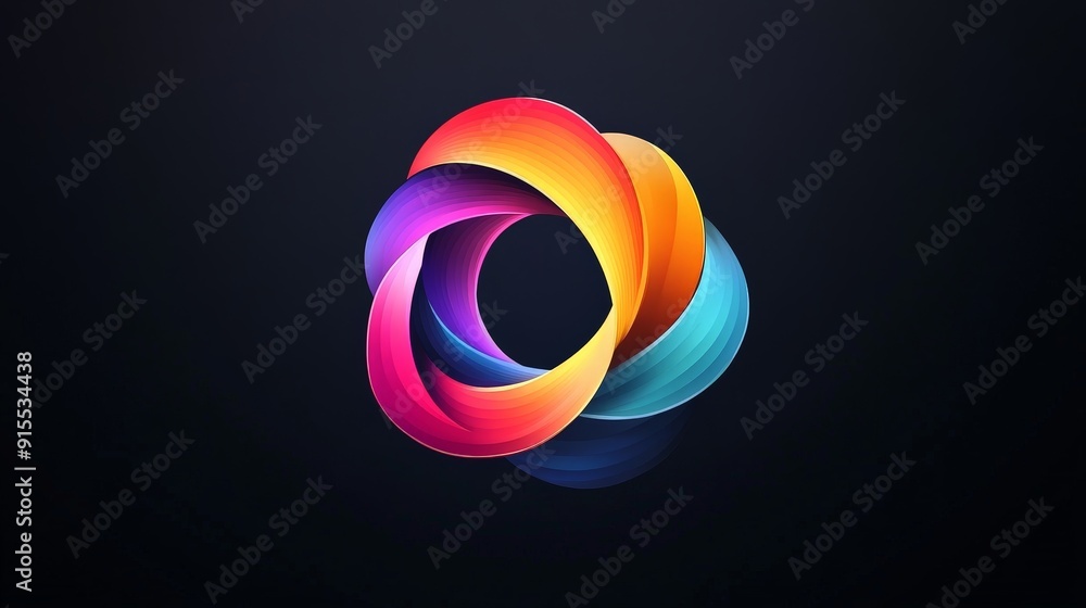 Develop a visually engaging logo with dynamic color transitions against a black canvas. Develop a visually engaging logo with dynamic color transitions against a black canvas.