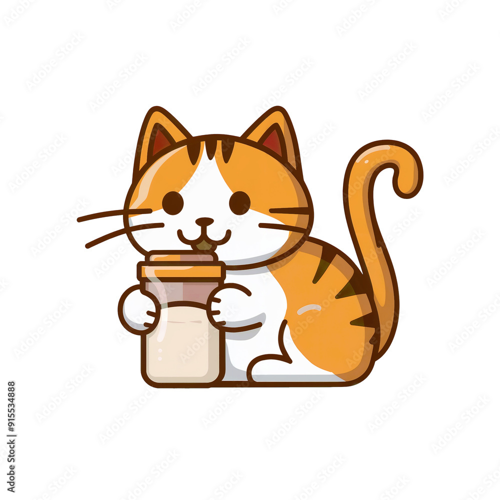 Fototapeta premium a cat holding a milk bottle