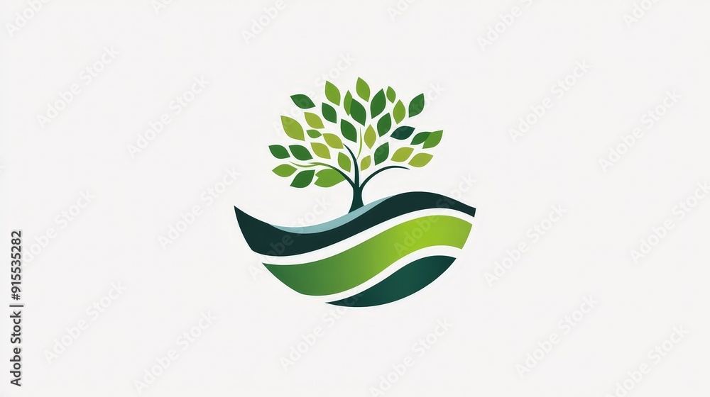 Develop an elegant green environment logo featuring alternating colors on a white canvas.