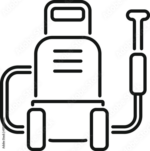 Professional cleaning equipment icon with high pressure washer being used for washing