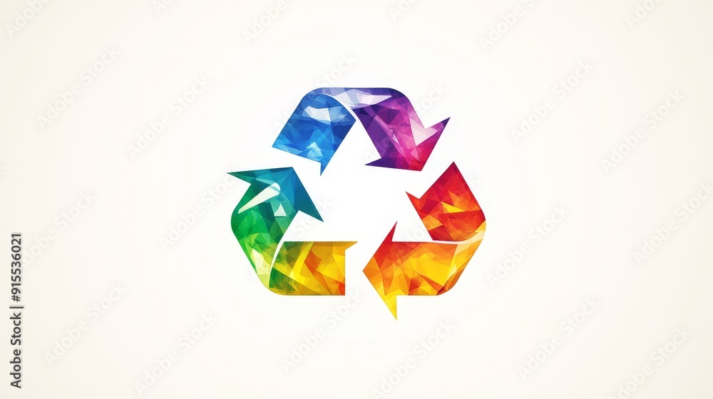 Develop an eye-catching recycle logo featuring colorful gradients on a white canvas. Incorporate clean, Develop an eye-catching recycle logo featuring colorful gradients on a white canvas. Incorporate clean,