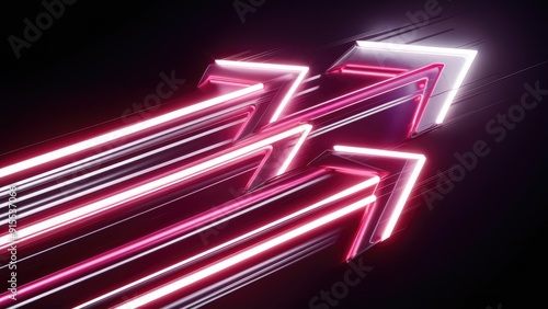 Vibrant Neon Pink and White Arrow Design on Dark Background