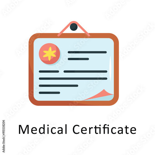 Medical Certificate Vector Flat Icon Design illustration Symbol on White background EPS 10 File