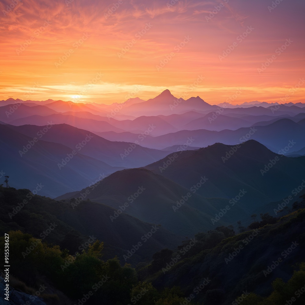 Fototapeta premium sunset in the mountains