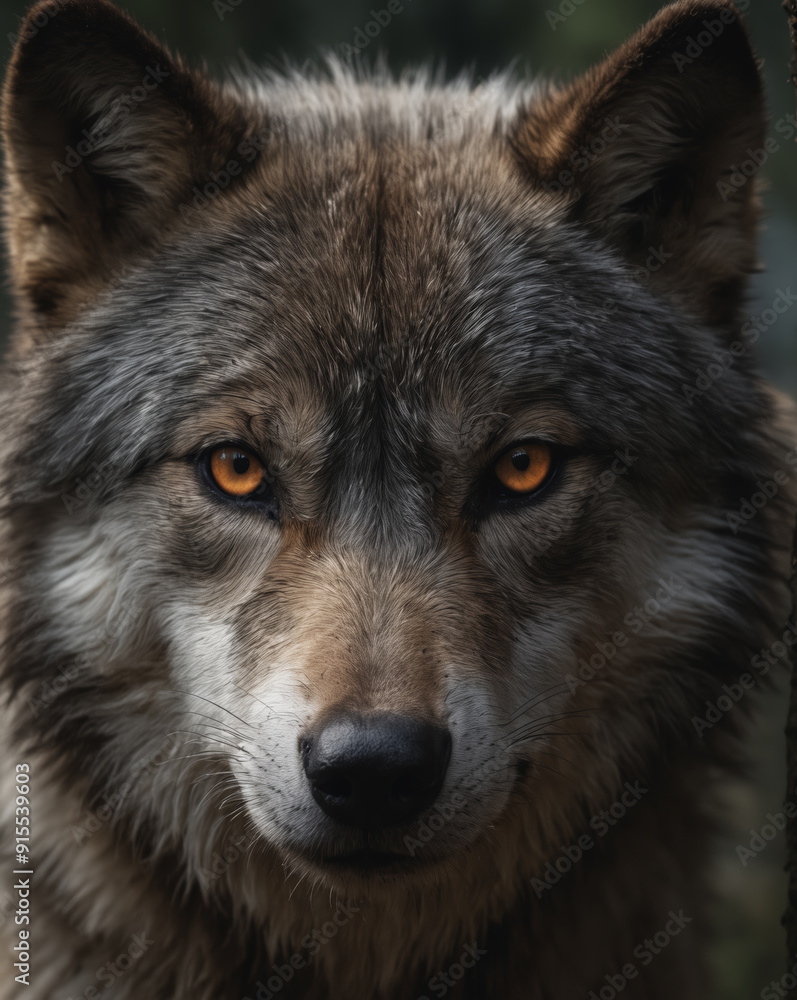 Intense Wolf Portrait with Amber Eyes Intense Wolf Portrait with Amber Eyes