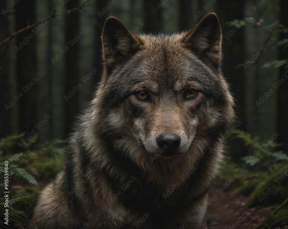 Obraz premium Majestic Wolf in Forest