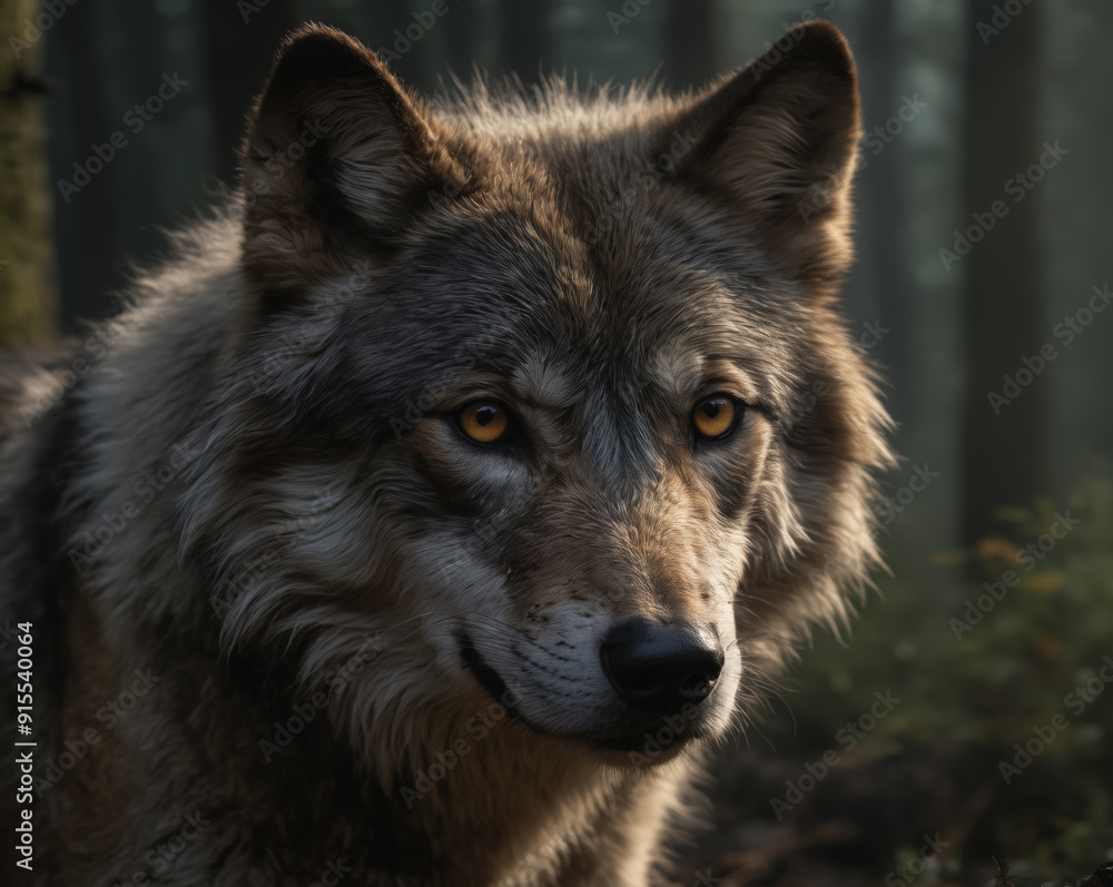 Majestic Wolf in Forest Majestic Wolf in Forest