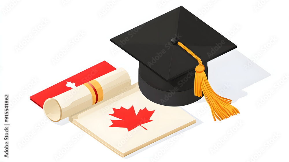 canadian education and language learning, graduation cap with diploma ...