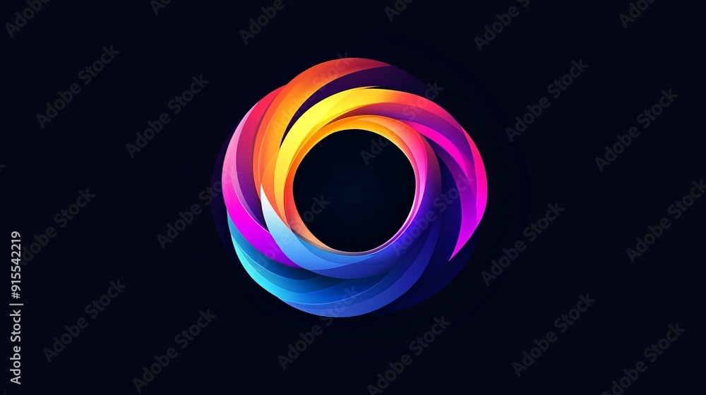 Imagine a logo with vibrant color transitions on a black background. Imagine a logo with vibrant color transitions on a black background.