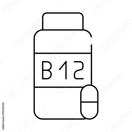 vitamins b12 line icon vector. vitamins b12 sign. isolated contour symbol black illustration