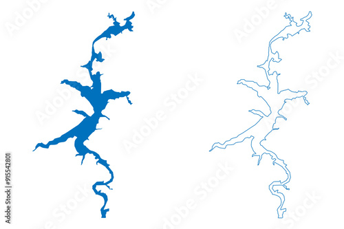 Kama Lake (Russian Federation, Russia) map vector illustration, scribble sketch Reservoir Perm Dam map
