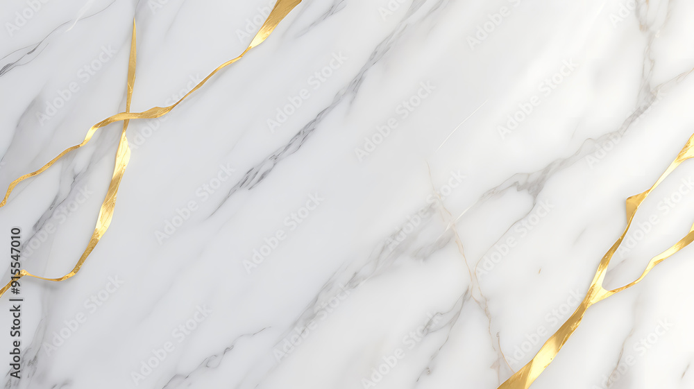 Obraz premium Abstract white marble texture with golden veins illustration background.