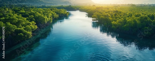 Coastal ecosystems with mangroves that buffer against noise from waves and human activity, flora ecosystems noise, coastal protection photo