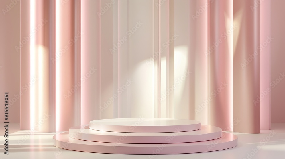 Minimalist Pink Podium with Light and Shadow Minimalist Pink Podium with Light and Shadow