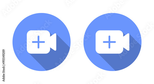 Add video button icon long shadow. Upload content button