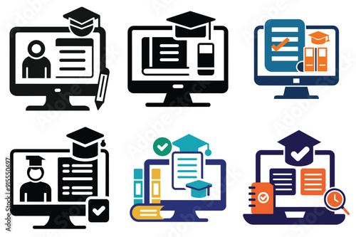 Learning and online education examination vector icon