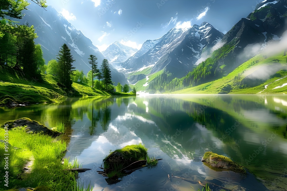 Serene Mountain Lake with Reflection. Serene Mountain Lake with Reflection.