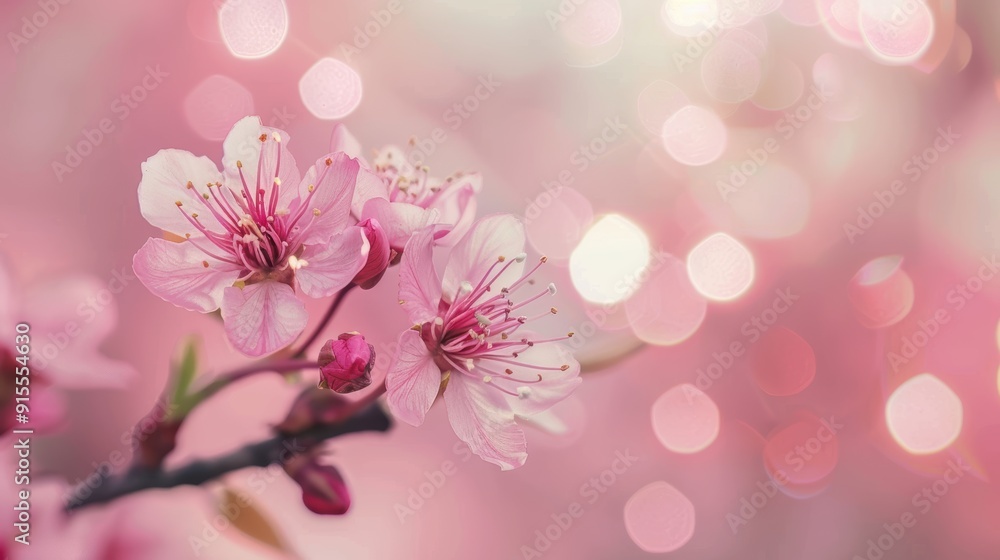 Delicate Cherry Blossom in Full Bloom Captured Up Close During Springtime Delicate Cherry Blossom in Full Bloom Captured Up Close During Springtime
