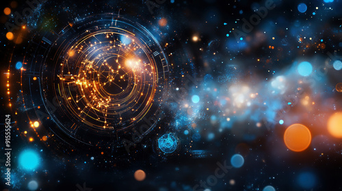 Wallpaper Mural A glowing, swirling galaxy with a bright orange circle in the center. The orange circle is surrounded by a blue and purple halo. The image has a dreamy, otherworldly feel to it, with the bright colors Torontodigital.ca