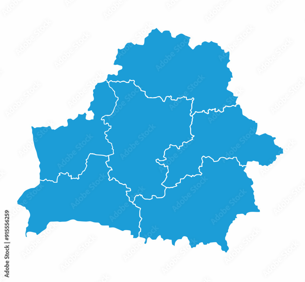blue silhouette of the Republic of Belarus with regions blue silhouette of the Republic of Belarus with regions