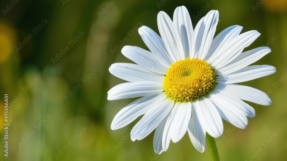 Serene Close-up of a White Daisy Blossoming in a Lush Field Serene Close-up of a White Daisy Blossoming in a Lush Field