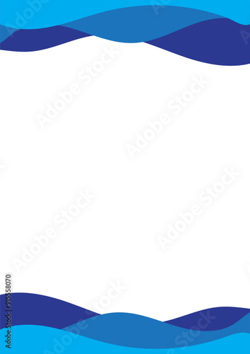 Waves pattern frame page border in A4 size