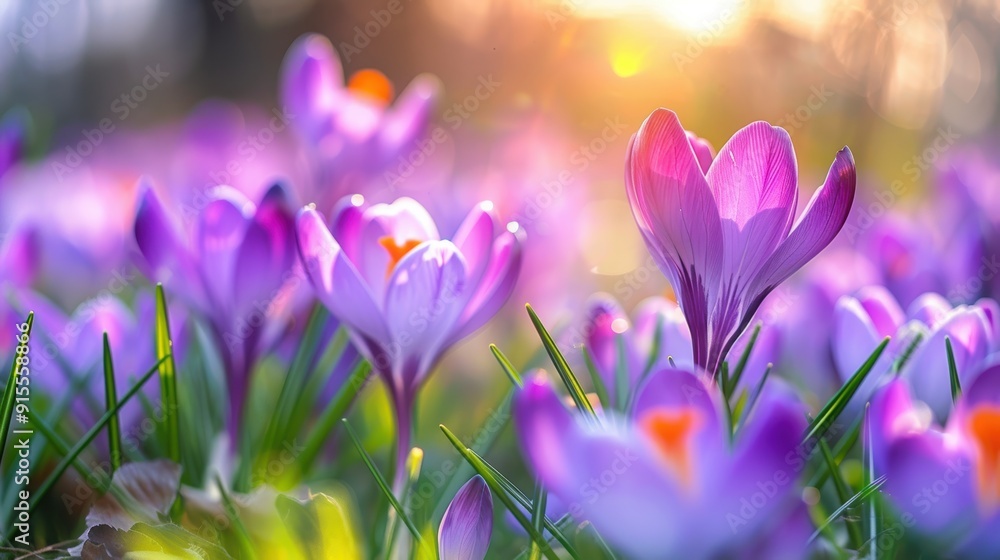 Vibrant Purple Crocus Flower Blooming in Spring Close-up Photography Vibrant Purple Crocus Flower Blooming in Spring Close-up Photography