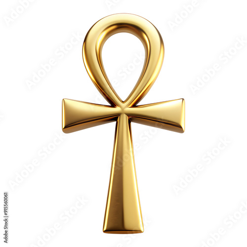 ankh ancient Egyptian symbol made of gold isolated on transparent background. symbol which symbolizes physical life, eternal life, immortality, death, and reincarnation. High quality illustration