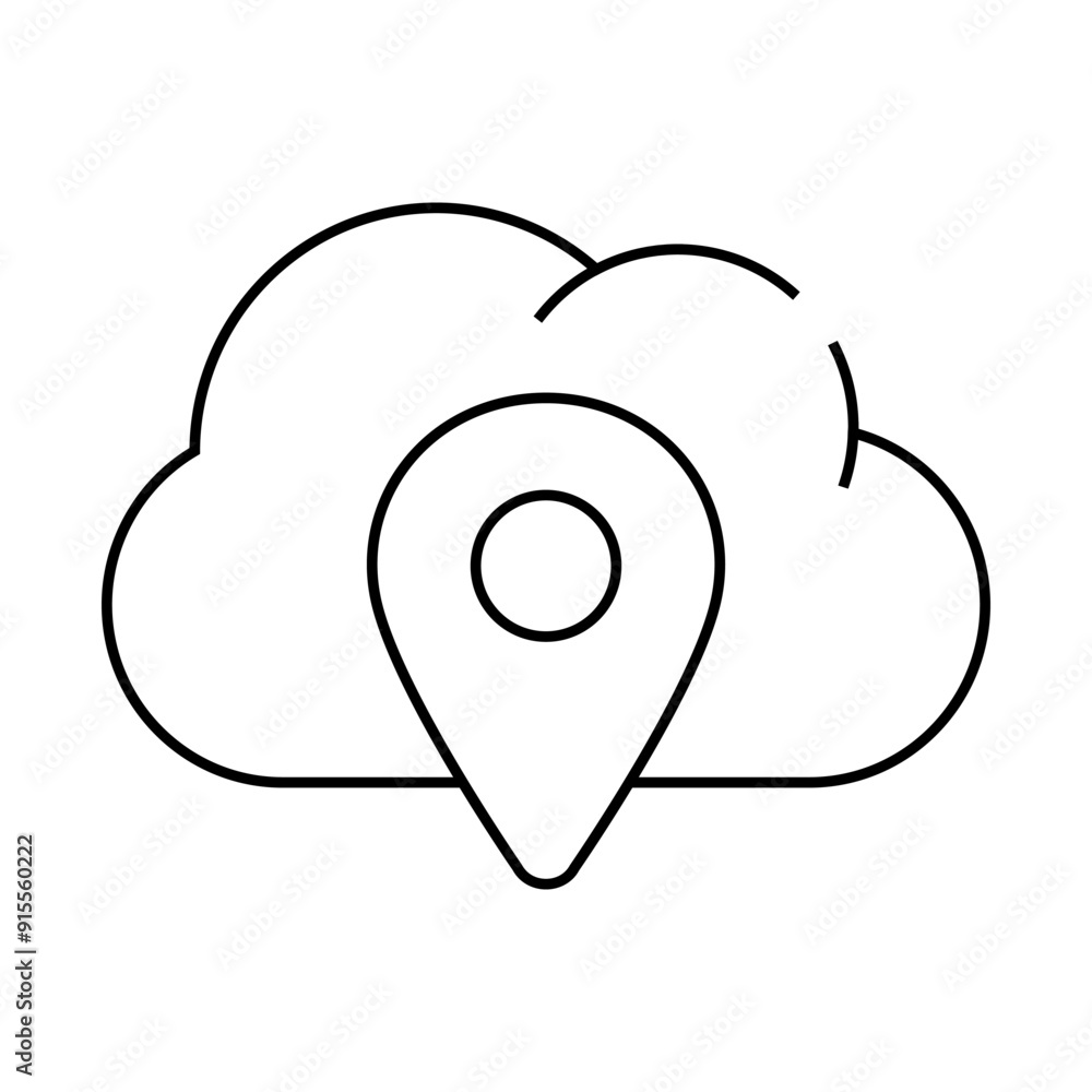gps location cloud storage line icon vector. gps location cloud storage sign. isolated contour symbol black illustration gps location cloud storage line icon vector. gps location cloud storage sign. isolated contour symbol black illustration