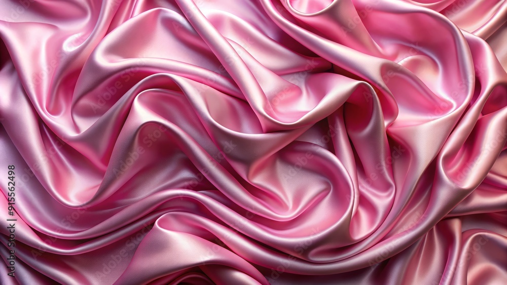 Fototapeta premium Softly undulating wavy pink satin fabric texture provides a luxurious, vintage, and vivid abstract background perfect for fashion, wedding, and elegant design concepts.